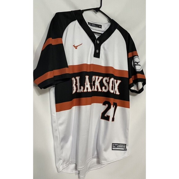 Mizuno Blacksox Baseball #27 Jersey White/Black/Orange Size Small - Picture 2 of 9